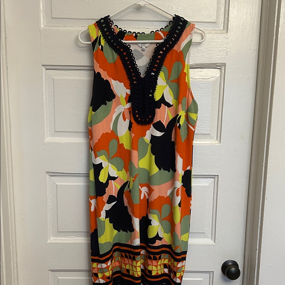 Crown & Ivy Floral Mini Dress - Orange, Navy, Green